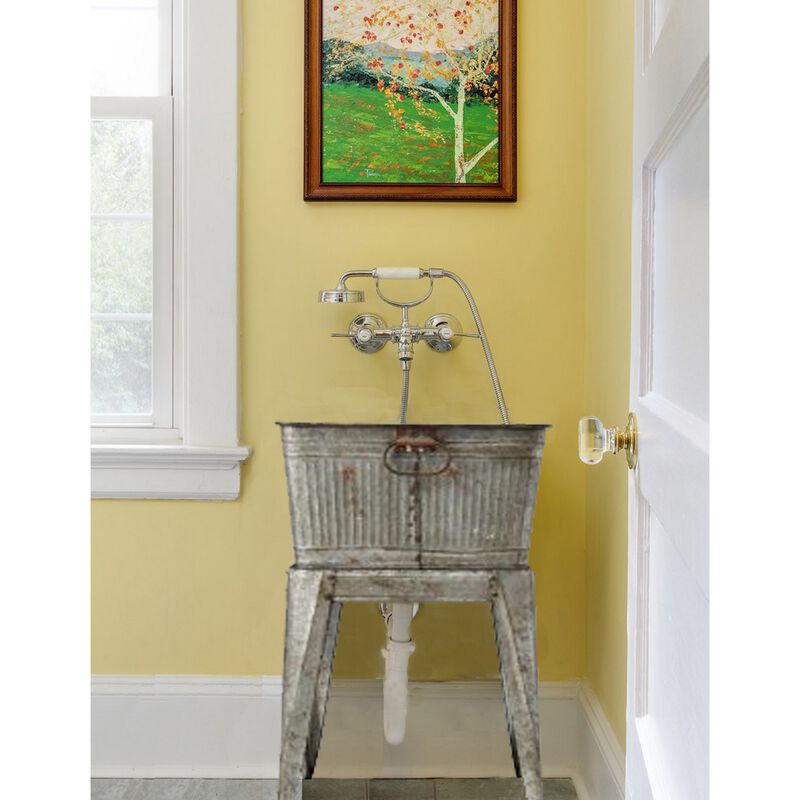 Multi Functional Galvanized Metal Tub on Stand, Gray-Benzara