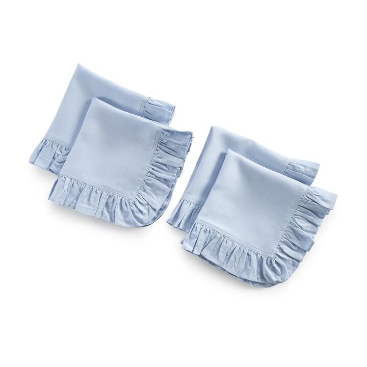 Solino Home 100% Pure Linen Cloth Napkins 20 x 20 Inch Set of 4 | Gabrielle Ruffle Dinner Napkins