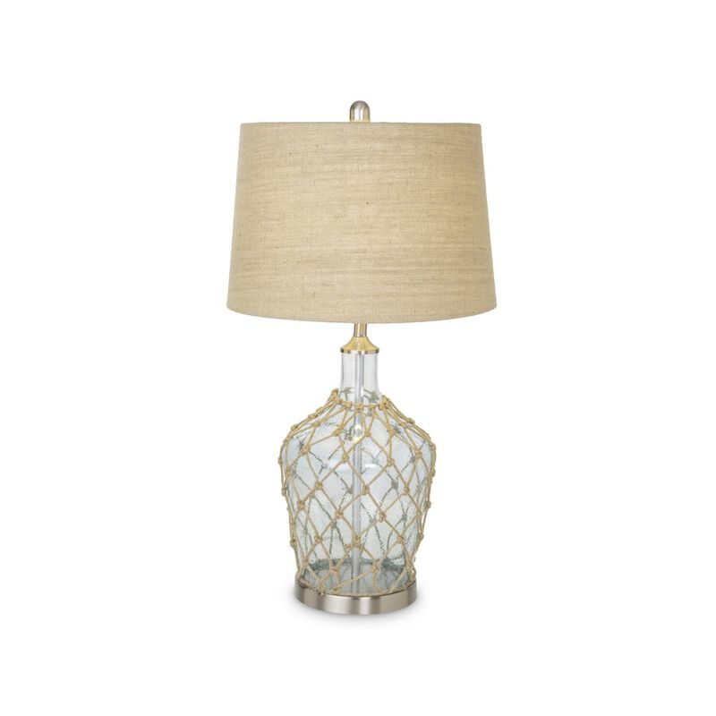 Lux Lighting Cast 28 Bubble Glass Coastal Table Lamp Rope / Burlap, (Set of 2)