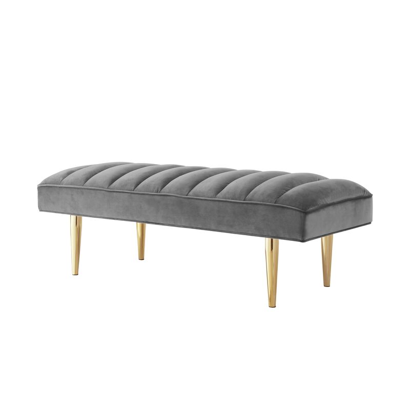 Nicole Miller Brentley Velvet Channel Tufted Bench
