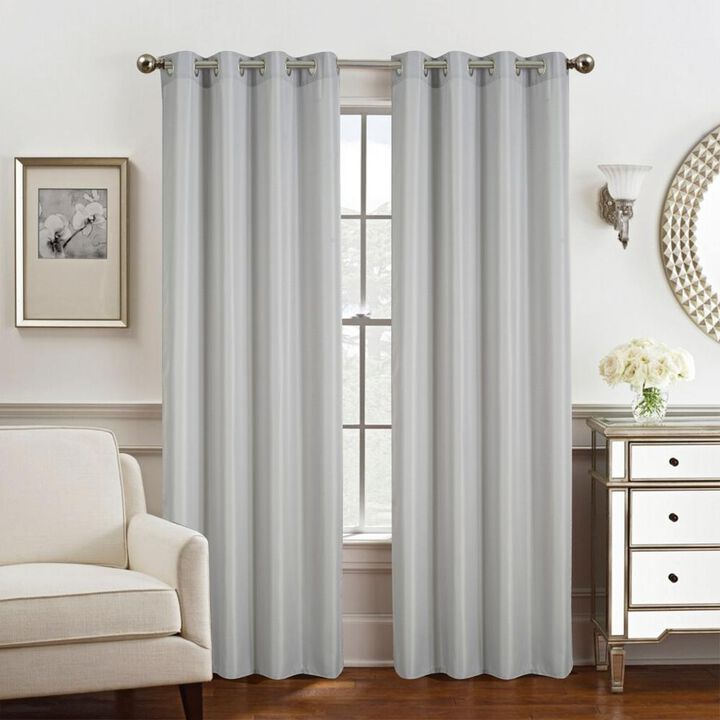 Olivia Gray Gilbert Solid Single Grommet Curtain Panel Pair - 54x84", Gray