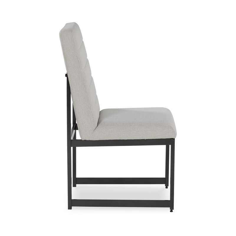 Myka Dining Side Chair Set of 2, Modern Sled Legs, Gray Polyester - Benzara