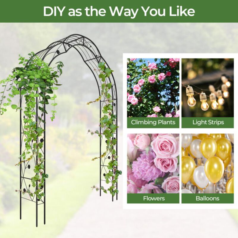 Hivvago Garden Arch Arbor Trellis for Climbing Plants Roses Vines-Black