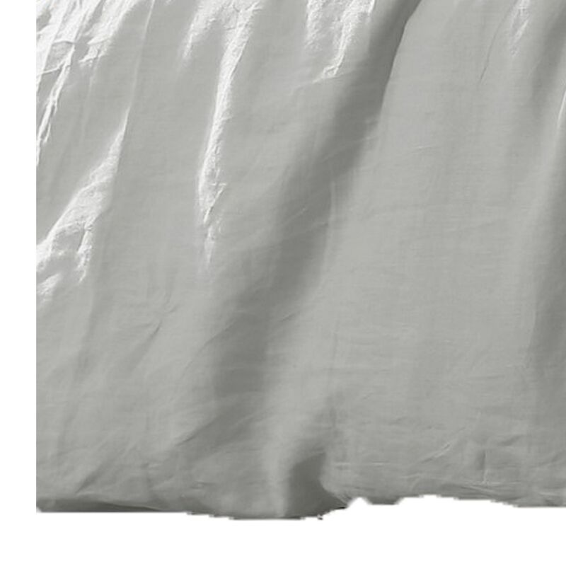 Edge 4 Piece King Size Duvet Comforter Set, Washed Linen, Cotton, Soft Gray - Benzara