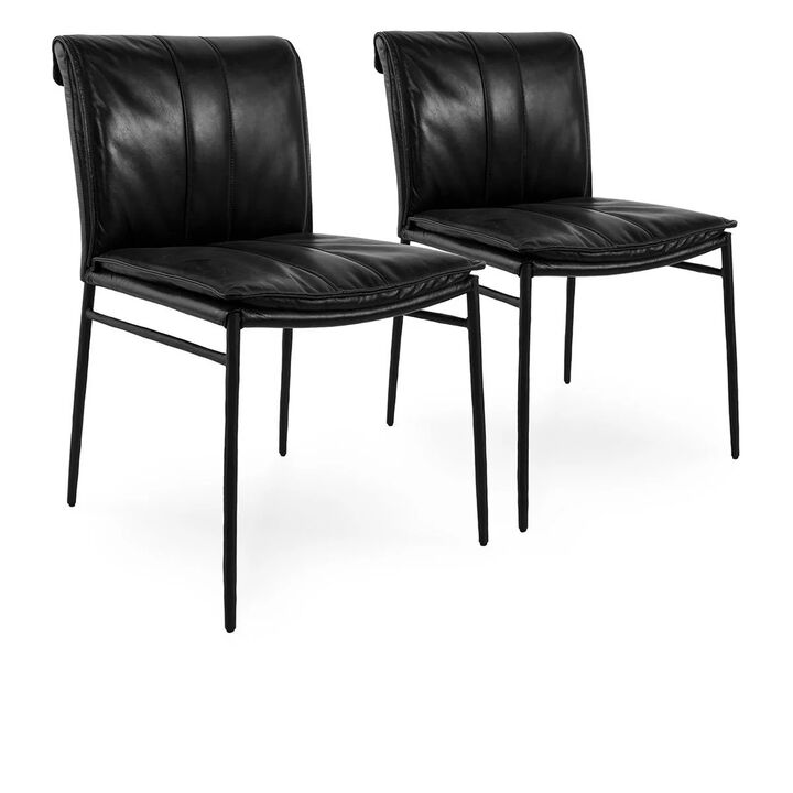 Mayer Jet Black Leather Dining Chair