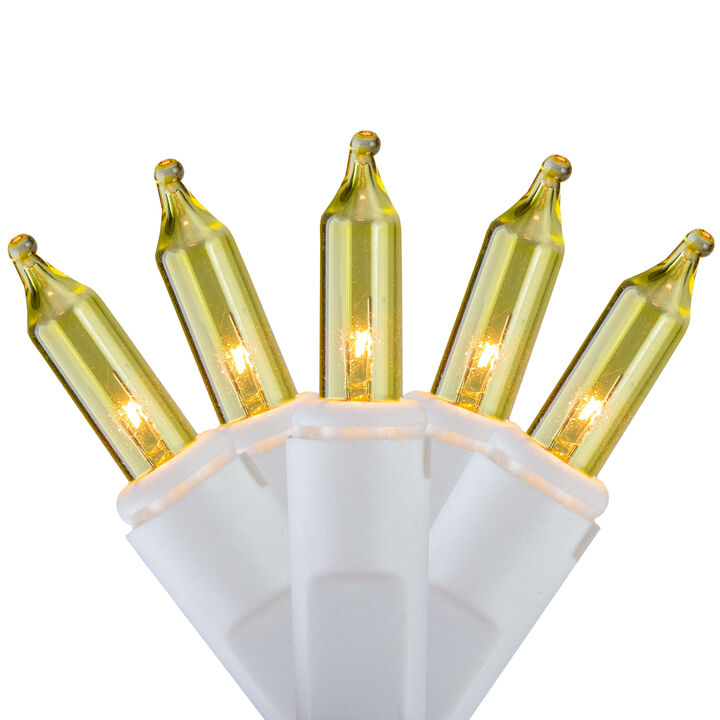 Set of 100 Yellow Mini Icicle Christmas Lights - 7.8ft White Wire