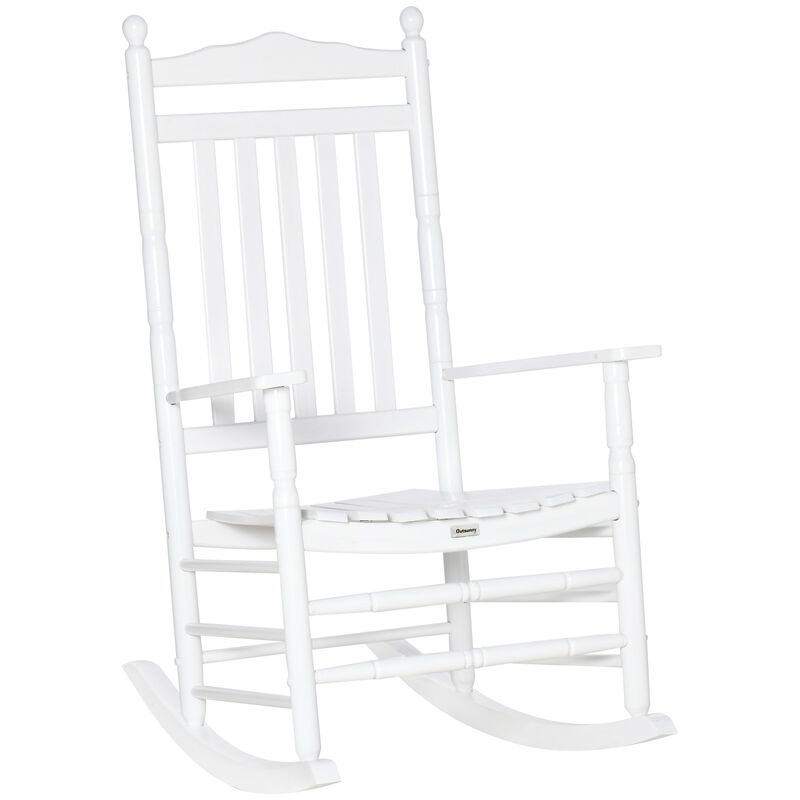 White Porch Classic: Traditional Wooden High-Back Rocking Chair