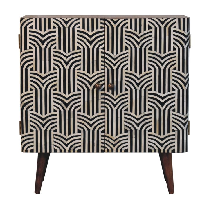 Artisan Furniture Solid Wood Honey Caramel Edessa Bone Inlay Cabinet