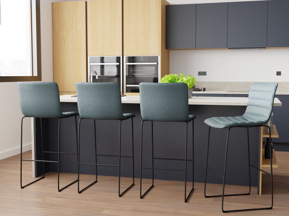 LeisureMod Brooklyn Modern Leather Bar Stool with Footrest