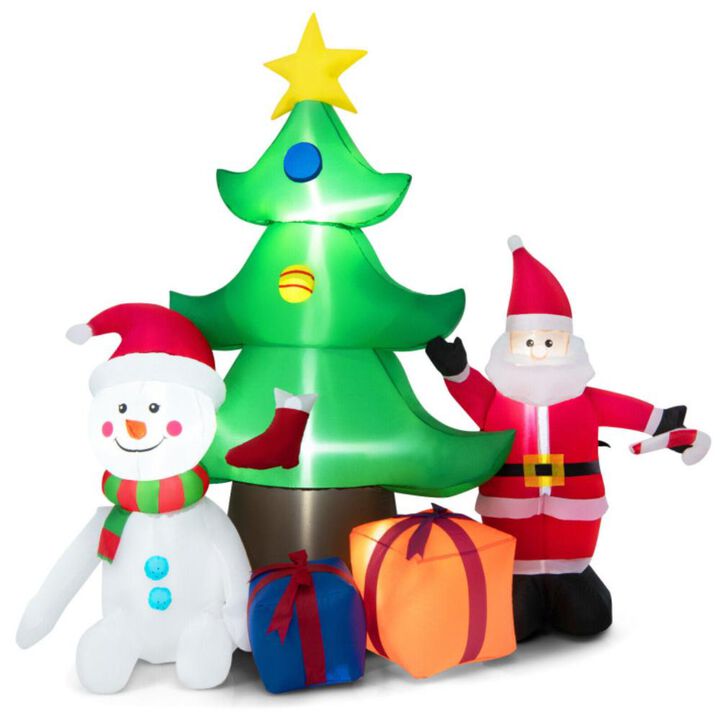 Hivvago 7.2 Feet Inflatable Lighted Christmas Decoration Tree with Santa Claus