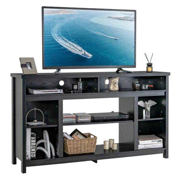 Hivvago 58 Inch TV Stand Entertainment Console Center with Adjustable Open Shelves-Black
