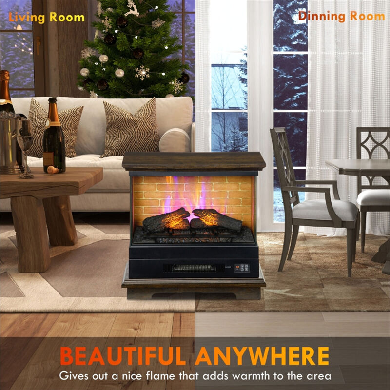 Electric Fireplace with Realistic Flame Effect, Ideal for Home, Office or Living Room