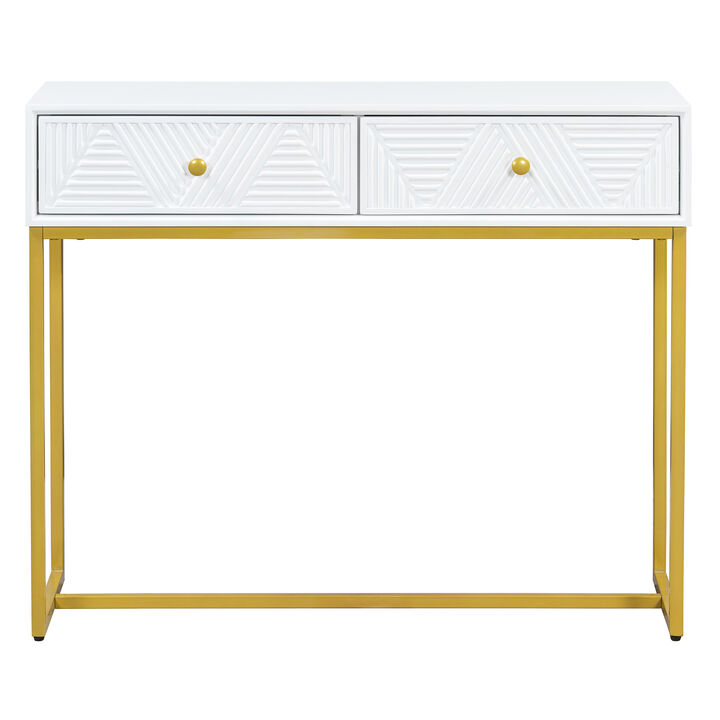 Merax Modern Sleek Console Table with 2 Drawers