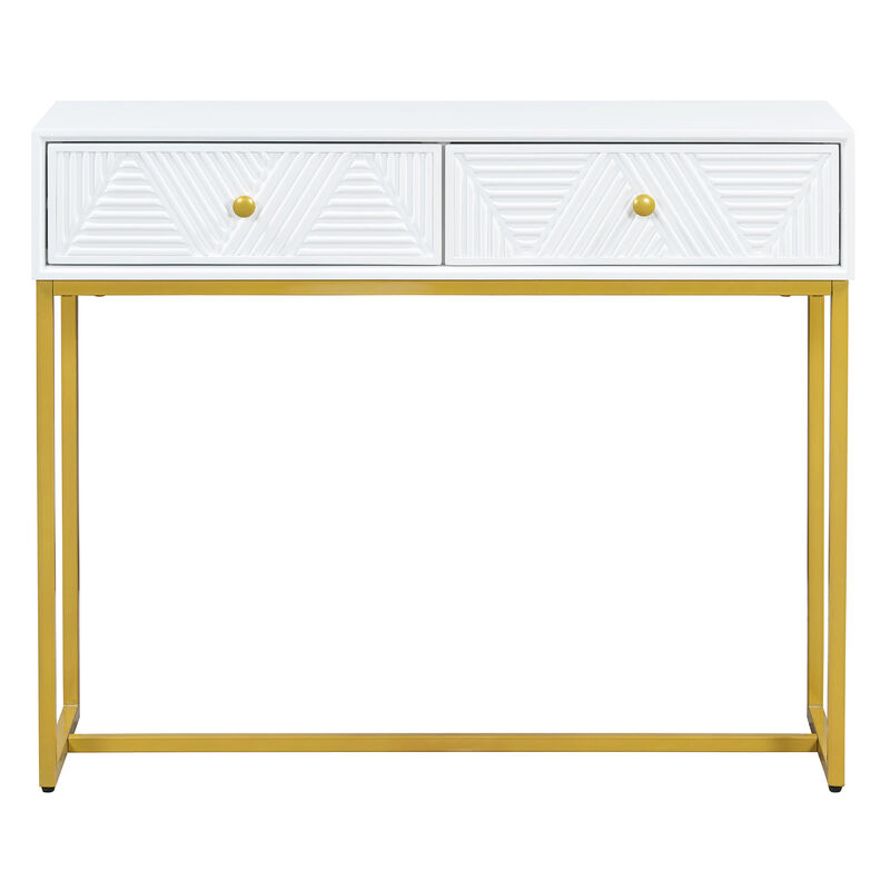 Merax Modern Sleek Console Table with 2 Drawers