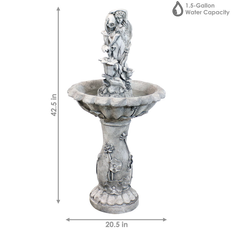 Sunnydaze Fairy Flower Solar Water Fountain with Battery Backup - 42 in
