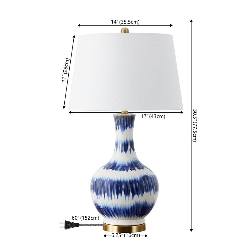 Tucker Striped Ceramicmetal LED Table Lamp
