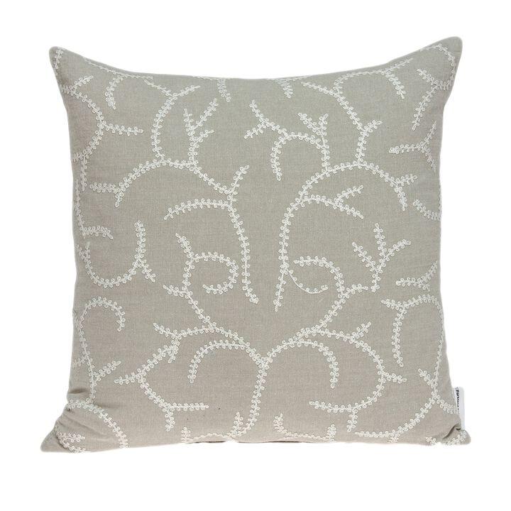 20” Beige Charming Transitional Swirl Throw Pillow