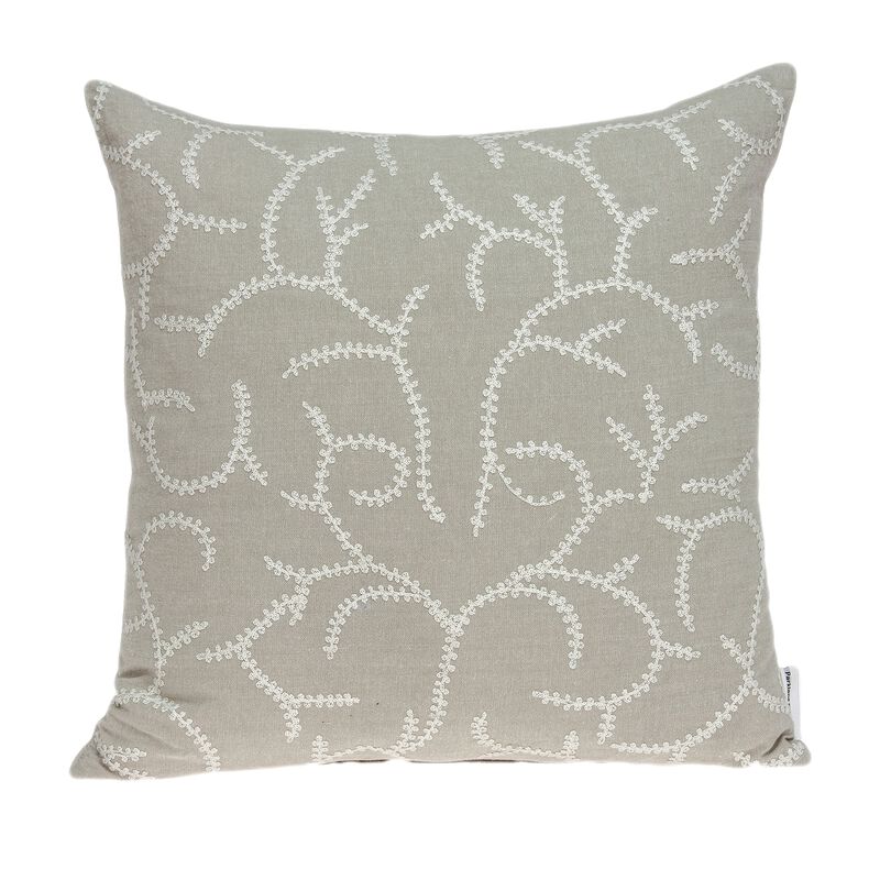 20” Beige Charming Transitional Swirl Throw Pillow
