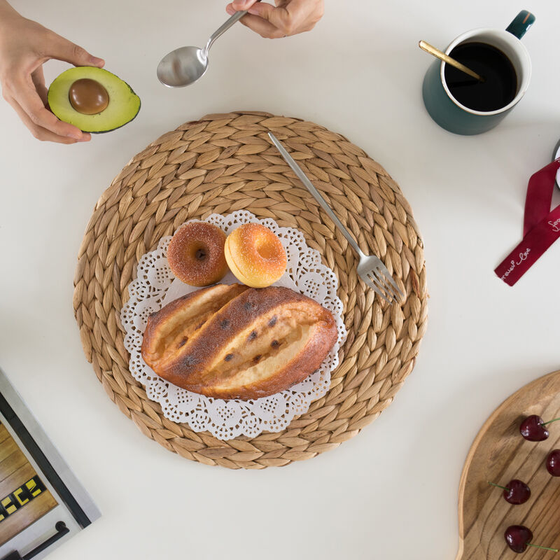 15 Inch Decorative Weave Water Hyacinth Round Mat Charger Plates for Dining Table