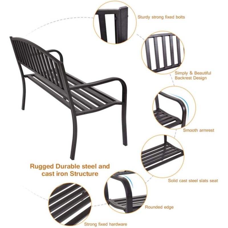 Hivvago 50 Inch Patio Garden Bench Loveseats for Outdoor