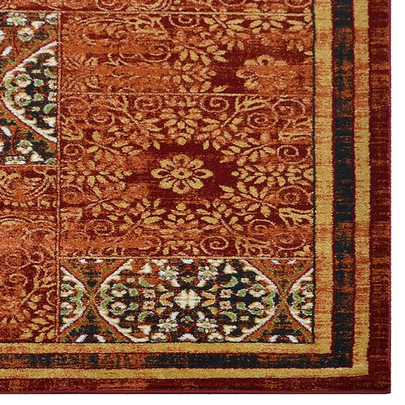 RUGSOTIC CARPETS MACHINE MADE HEATSET POLYPROPYLENE AREA RUGS  - 10'x13', Rectangle Shape, Red Color, Classic Oriental Traditional  Design, Midium Pile Machine Made Area Rugs (M00042)