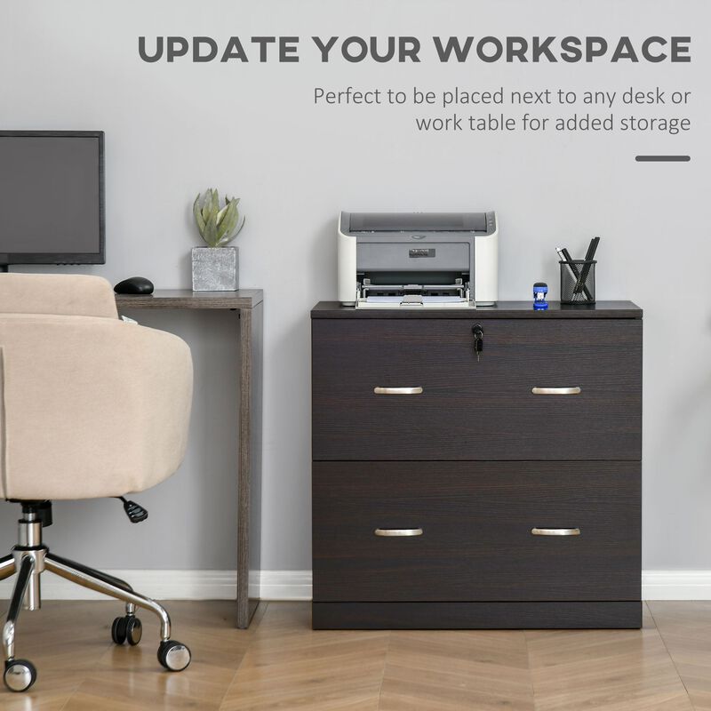 Walnut Office Storage: Lateral Filing Dresser with 2 Lockable Drawers