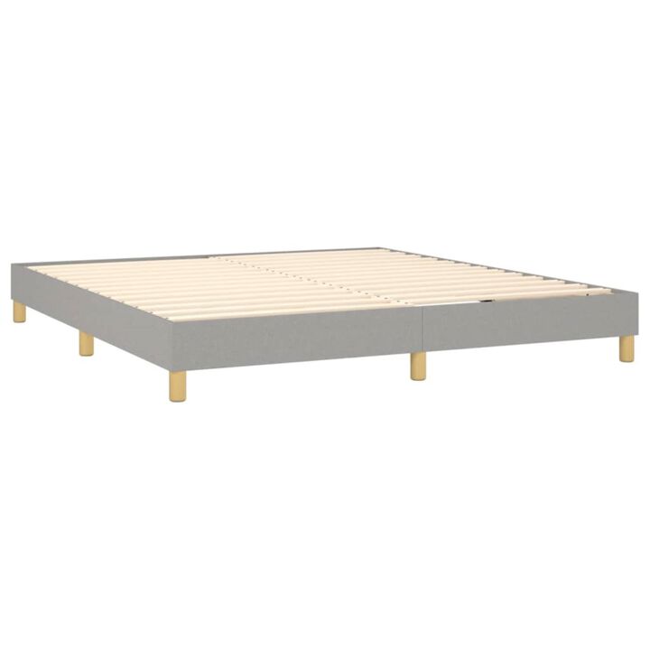 vidaXL Box Spring Bed Frame for King Size Mattress, Stylish Fabric Exterior in Light Gray, Durable Wood Construction for Bedroom Comfort