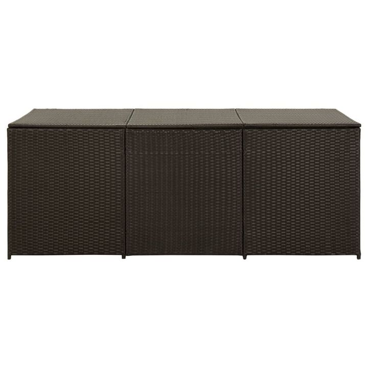 Outdoor Storage Box, Brown Rattan, 71 Inch Powder Coated Steel Frame - Benzara
