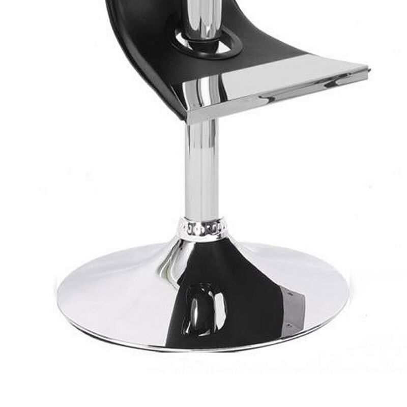 Cruze 22-30 Inch Adjustable Swivel Counter Height Stool, Wave Curves, Black - Benzara