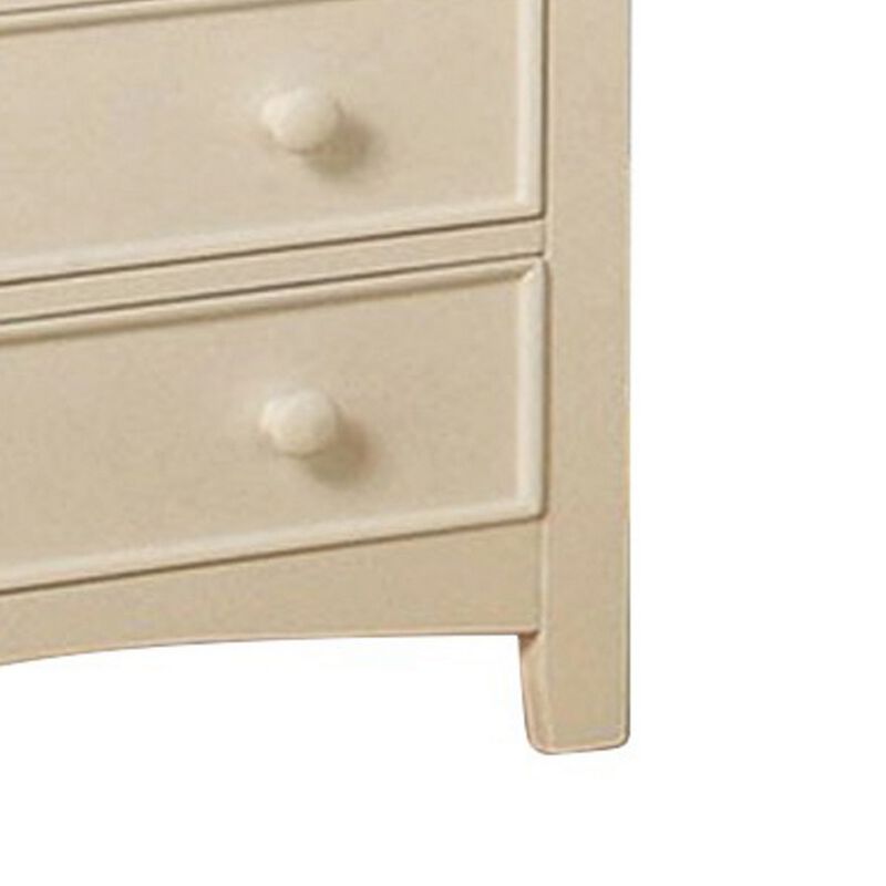 Sophisticated 5 Drawers Wooden Chest, White-Benzara