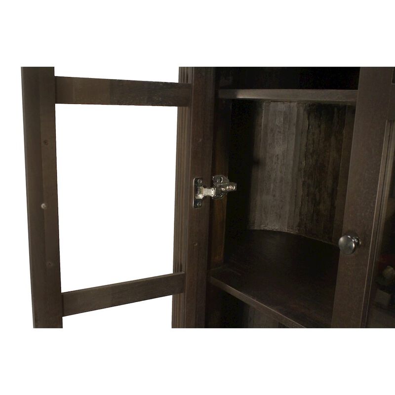 Alex Hamilton Odin 2-Glass Door Cabinet in Charred Ember Finish on Mango Wood