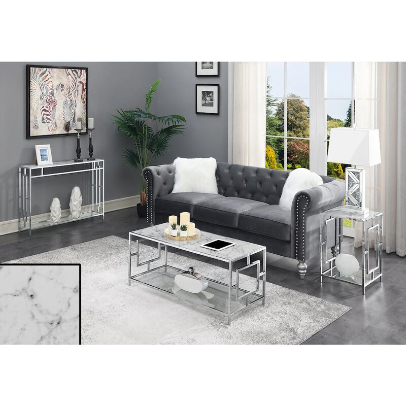 Convenience Concepts Town Square Chrome Coffee Table with Shelf