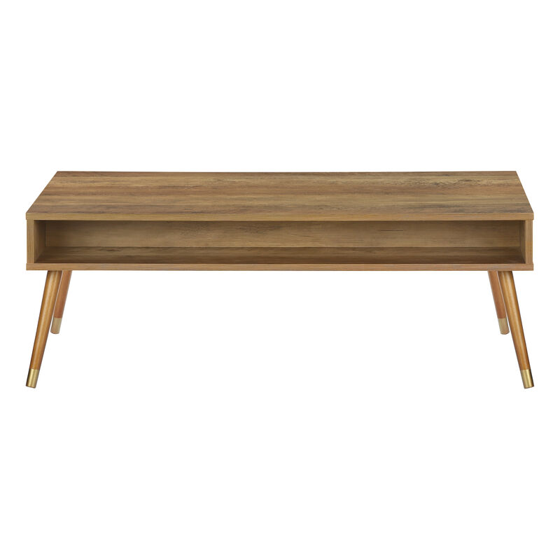 Monarch Specialties I 2836 Coffee Table, Accent, Cocktail, Rectangular, Storage, Living Room, 44"L, Wood, Laminate, Walnut, Mid Century