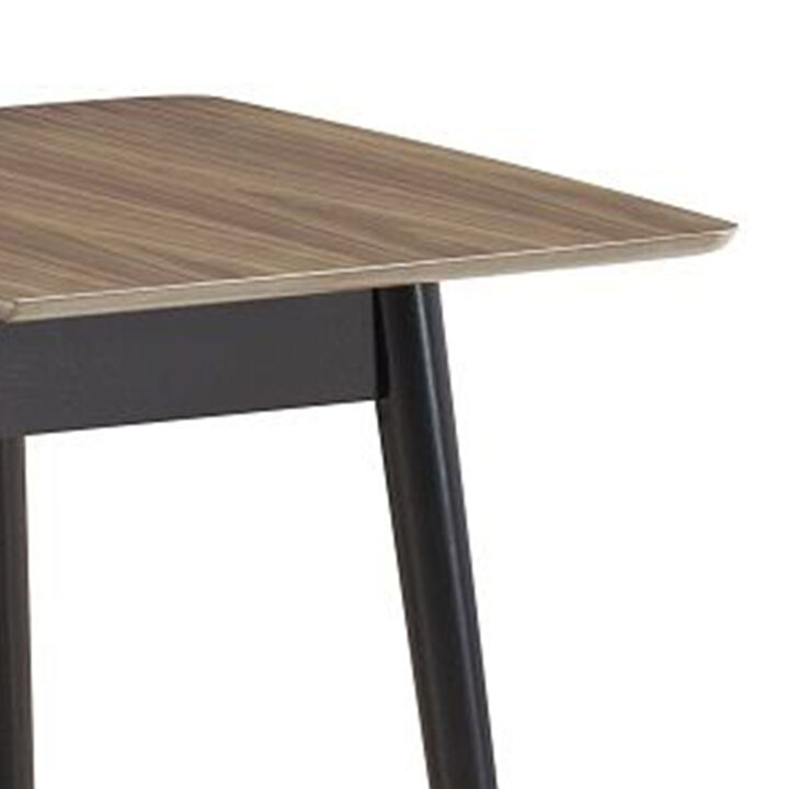 Anae 51-63 Inch Dining Table, Butterfly Leaf, Brown Wood Top, Black Legs - Benzara
