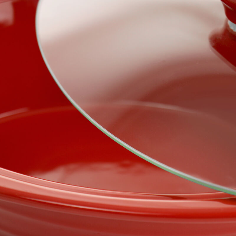 Crockpot Appleton 2 Quart Oval Stoneware Casserole Dish in Red with Glass Lid