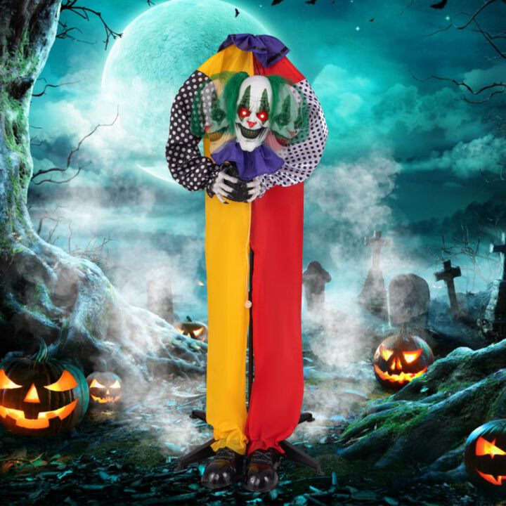 Hivvago 4.5FT Grins Animatronic Clown with Pre-Recorded Phrases and LED Eyes