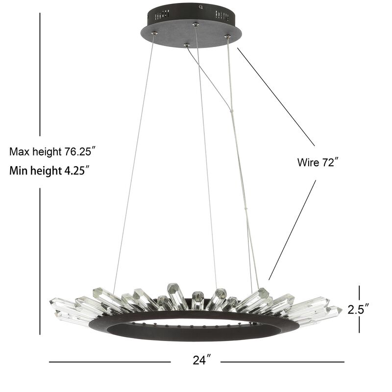 Elsa 24" Adjustable Integrated LED Modern Crystal Pendant