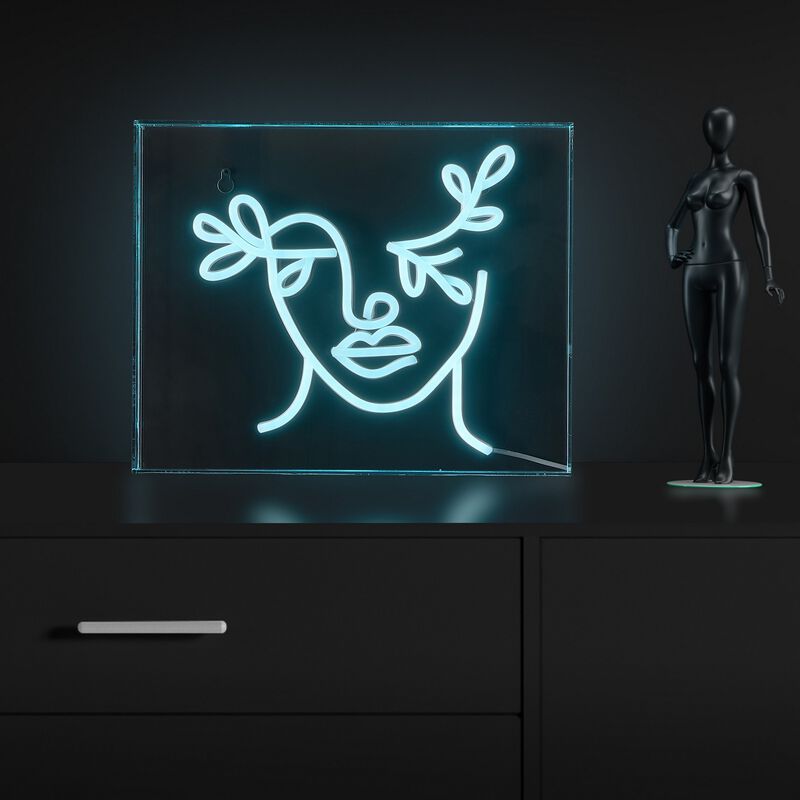 Teary Face 13.7" X 10.9" Contemporary Glam Acrylic Box USB Operated LED Neon Light