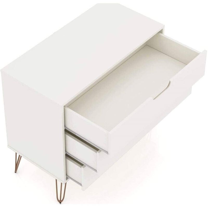 Hivvago Modern Scandinavian Style Bedroom 3-Drawer Dresser in Off-White Finish