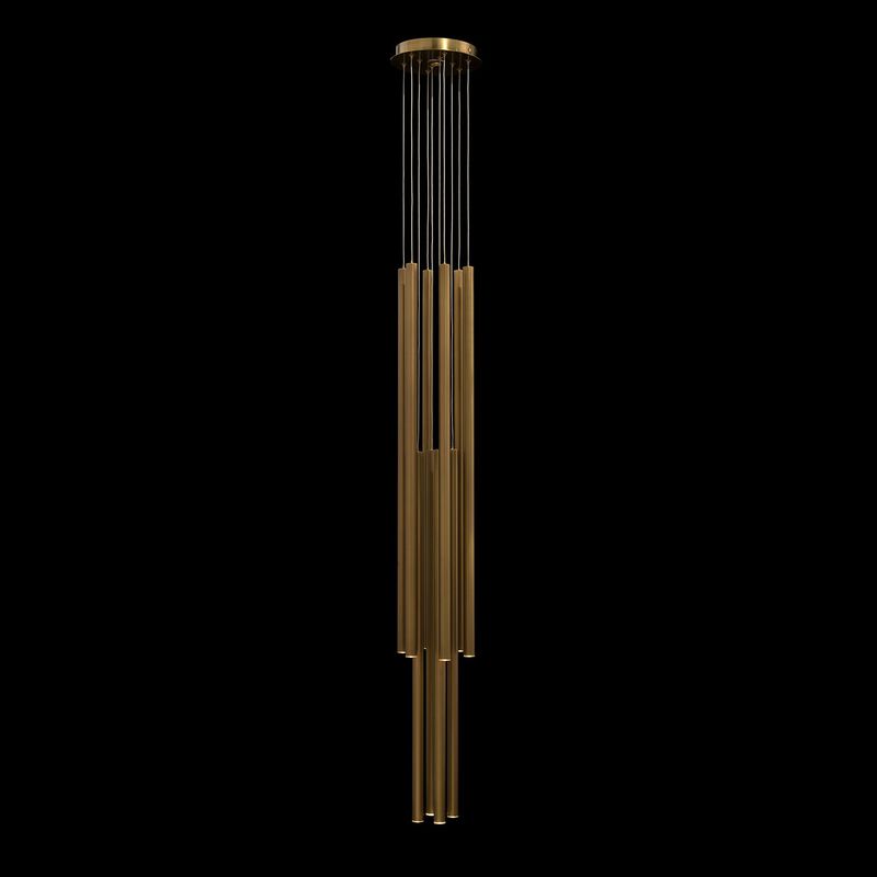 Hans Eleven-Droplight Brass Chandelier