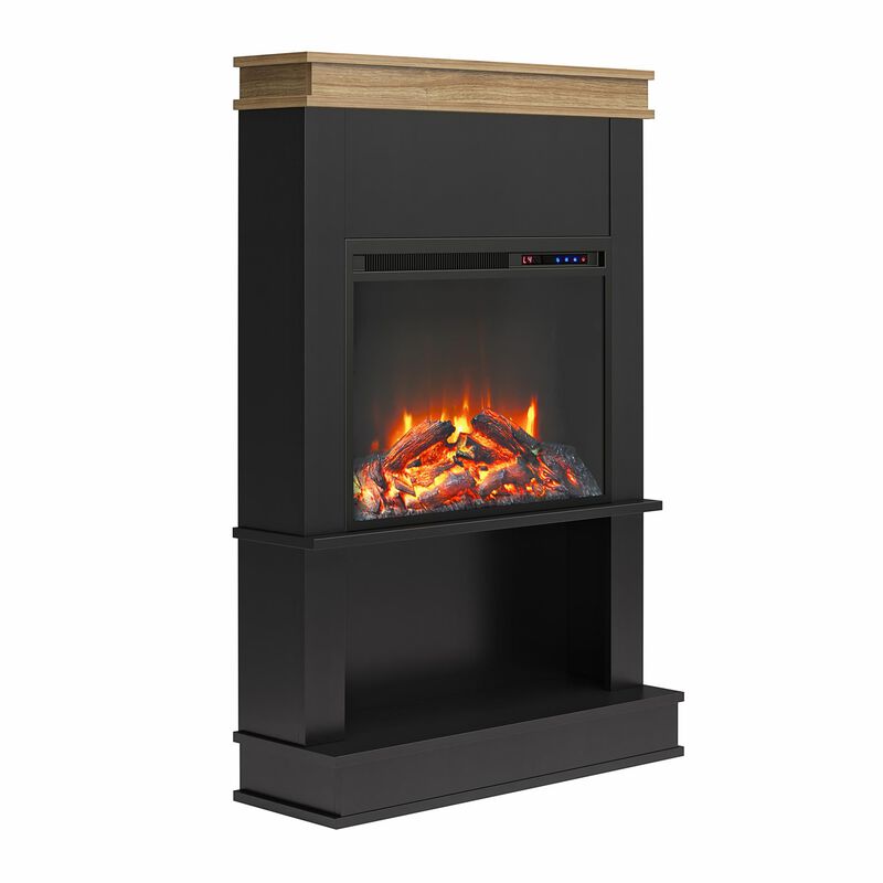 Ameriwood Home Mateo Electric Fireplace Space Heater with Mantel and Open Shelf