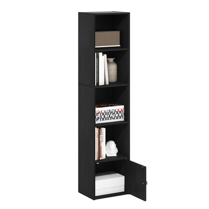Furinno Luder Shelf Bookcase with 1 Door Storage Cabinet, Blackwood