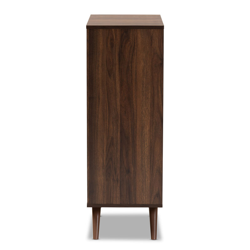 Baxton Studio Naoki Modern Two Tone Grey and Walnut Finished Wood 2 Door Shoe Cabinet