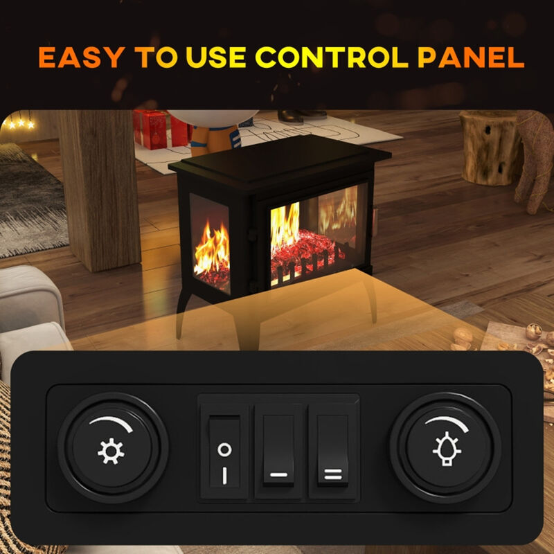 Freestanding Electric Fireplace with Adjustable Temperature, Realistic Flame Heater for Home