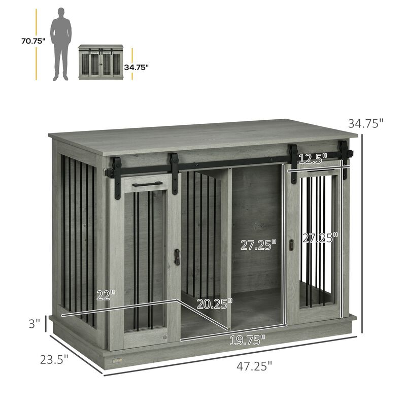 Gray Multifunctional Pet Furniture: Large Dog Crate End Table