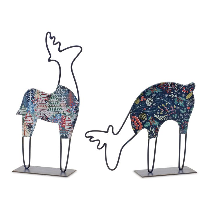 Deer Table Décor Figurine for Home Accents, Seasonal Decorations, and Rustic Styling (Set of 2)