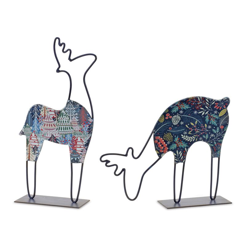 Deer Table Décor Figurine for Home Accents, Seasonal Decorations, and Rustic Styling (Set of 2)
