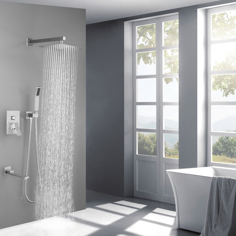 Shower System 10 Inch Square Bathroom Luxury Rain Mixer Shower Combo Set