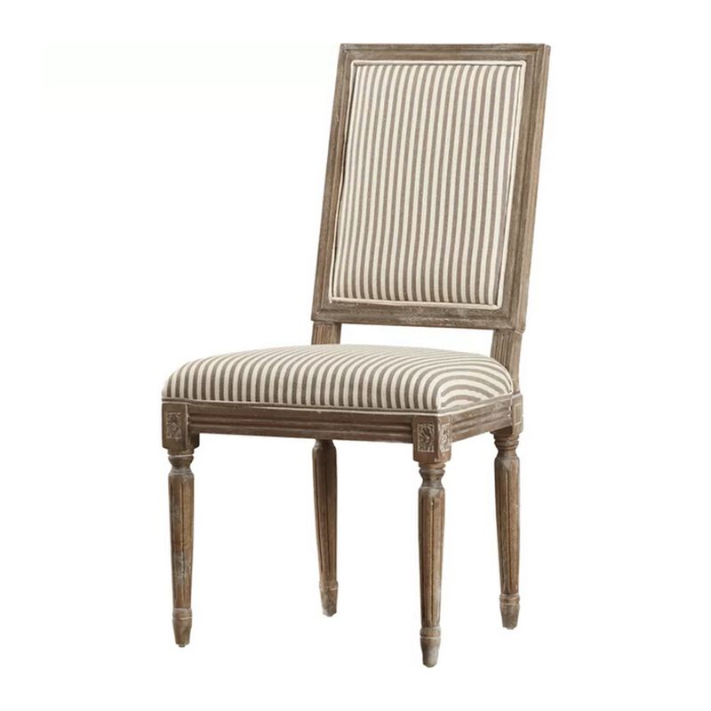 Meio Dining Side Chair Set of 2, Cottage Inspired Weathered Brown Wood - Benzara