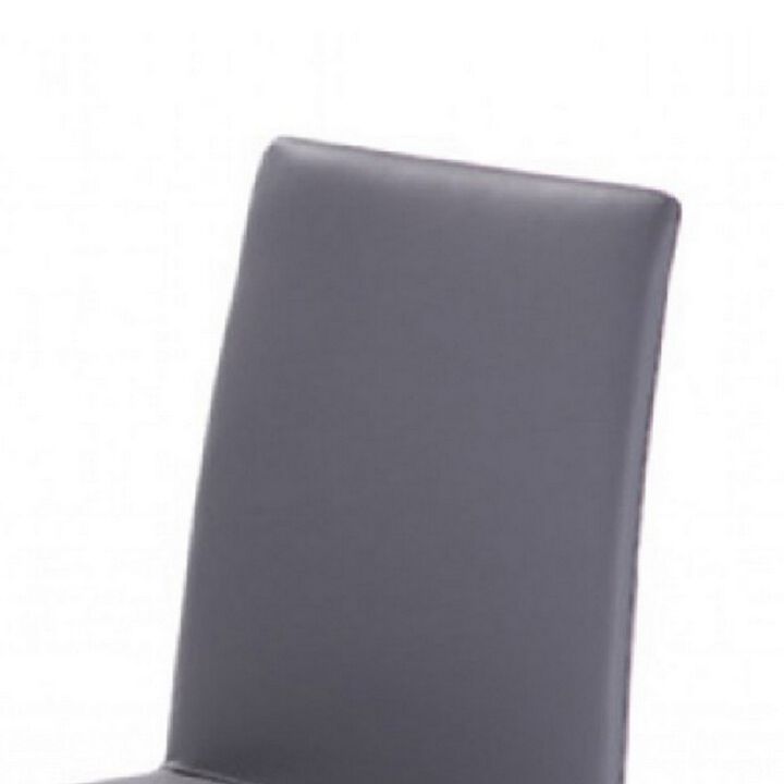 Fully Leatherette Upholstered Metal Frame Dining Chair, Set of 2, Gray-Benzara